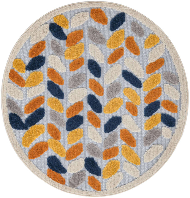 Gray 3' 3 x 3' 3 Aruba Outdoor Round Area Rug Weather Resistant for Patio, Deck, Terrace, Balcony, Porch for Sale at Rug Engine
