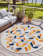 Gray 5' 3 x 5' 3 Aruba Outdoor Round Area Rug Weather Resistant for Patio, Deck, Terrace, Balcony, Porch for Sale at Rug Engine