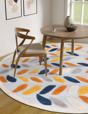 Gray 3' 3 x 3' 3 Aruba Outdoor Round Area Rug Weather Resistant for Patio, Deck, Terrace, Balcony, Porch for Sale at Rug Engine