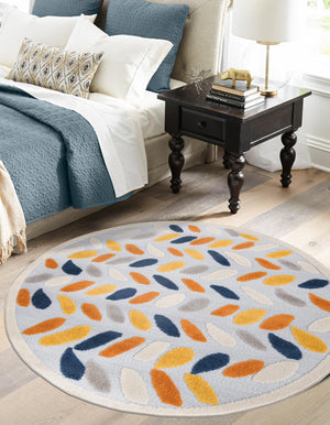 Gray 3' 3 x 3' 3 Aruba Outdoor Round Area Rug Weather Resistant for Patio, Deck, Terrace, Balcony, Porch for Sale at Rug Engine