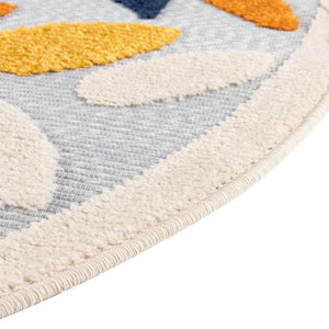 Gray 3' 3 x 3' 3 Aruba Outdoor Round Area Rug Weather Resistant for Patio, Deck, Terrace, Balcony, Porch for Sale at Rug Engine