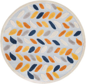 Gray 5' 3 x 5' 3 Aruba Outdoor Round Area Rug Weather Resistant for Patio, Deck, Terrace, Balcony, Porch for Sale at Rug Engine