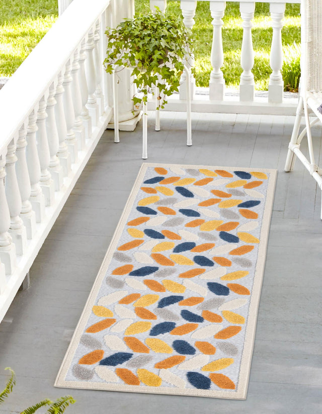 Gray 2' x 10' Aruba Outdoor Runner Area Rug Weather Resistant for Patio, Deck, Terrace, Balcony, Porch for Sale at Rug Engine