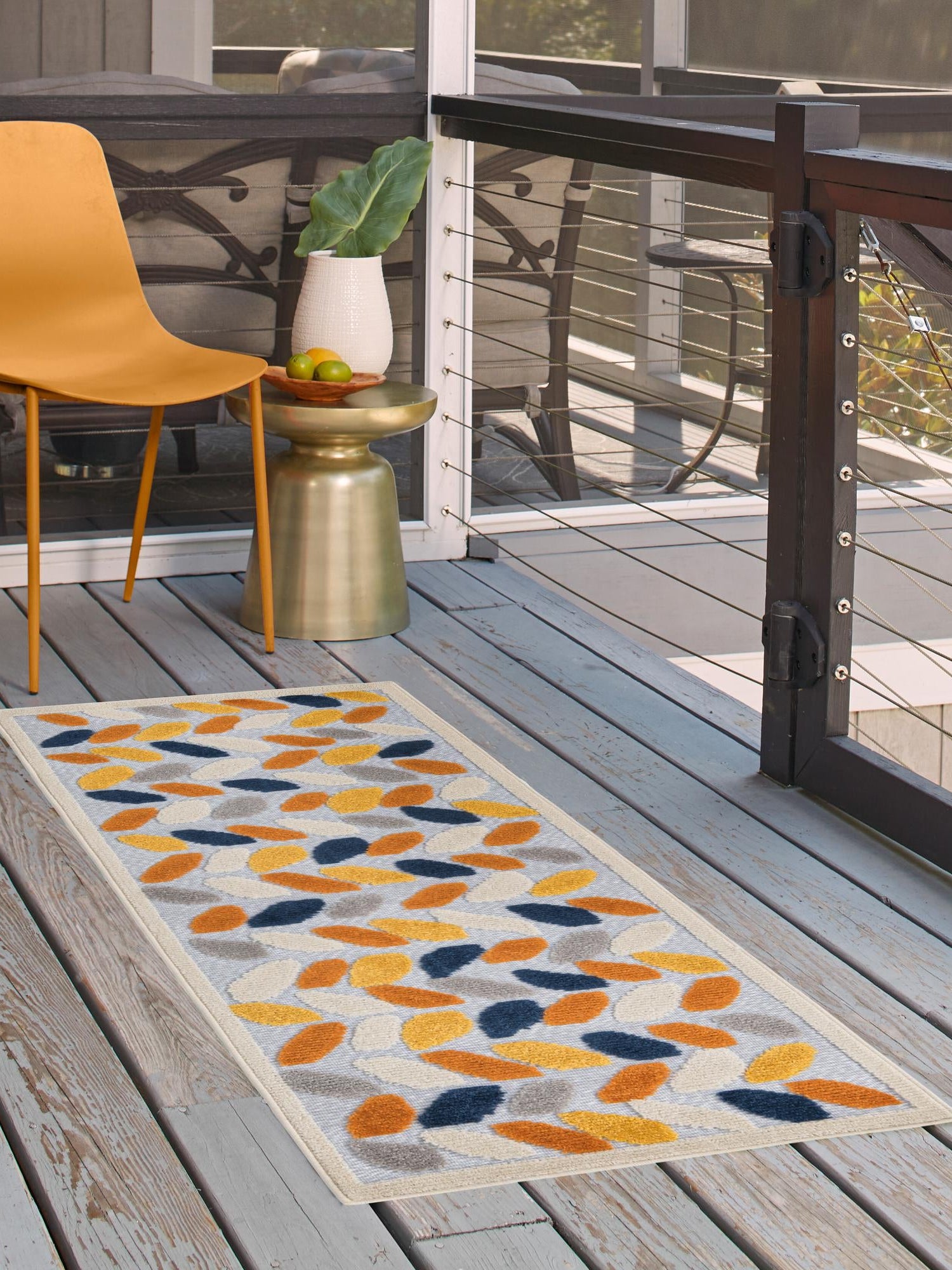 Gray 2' x 8' Aruba Outdoor Runner Area Rug Weather Resistant for Patio, Deck, Terrace, Balcony, Porch for Sale at Rug Engine
