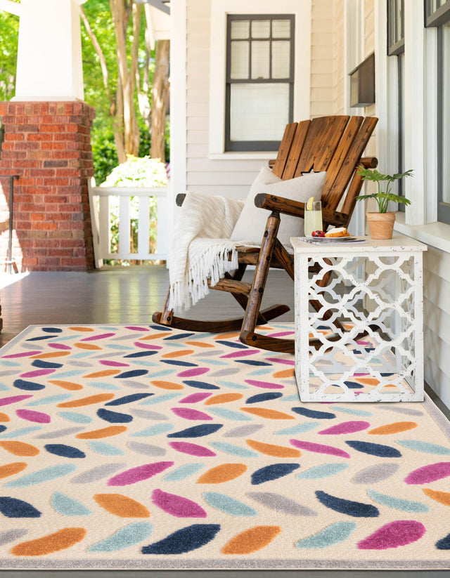 Beige 9' x 12' Aruba Outdoor Rectangle Area Rug Weather Resistant for Patio, Deck, Terrace, Balcony, Porch for Sale at Rug Engine