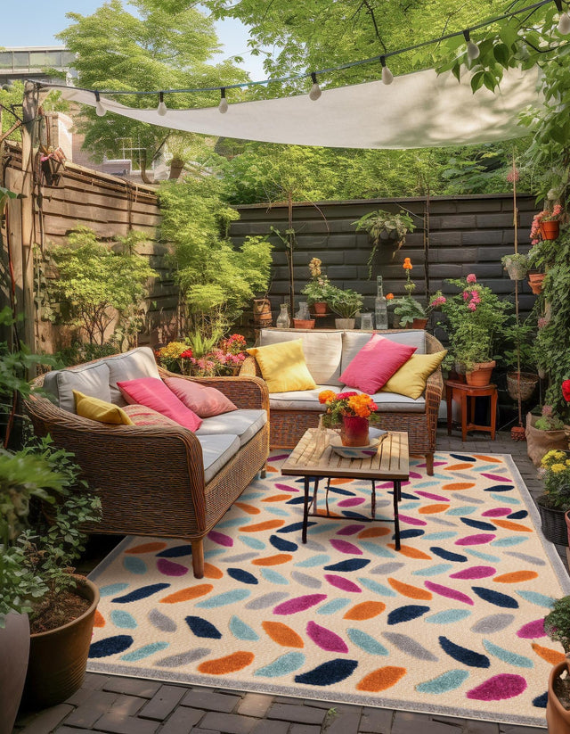 Beige 7' x 10' Aruba Outdoor Rectangle Area Rug Weather Resistant for Patio, Deck, Terrace, Balcony, Porch for Sale at Rug Engine