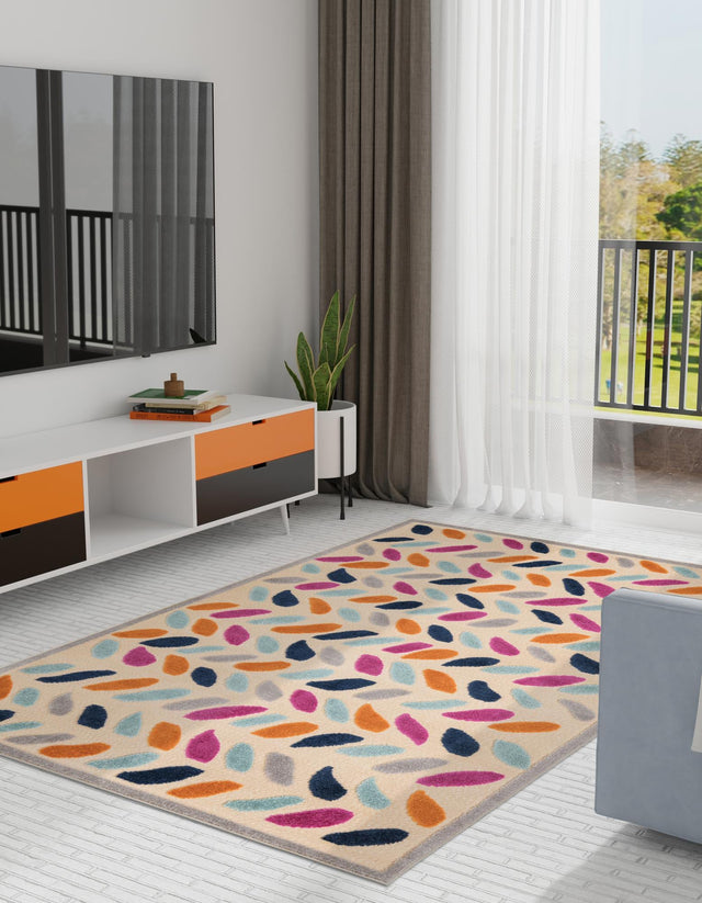 Beige 5' 3 x 8' Aruba Outdoor Rectangle Area Rug Weather Resistant for Patio, Deck, Terrace, Balcony, Porch for Sale at Rug Engine