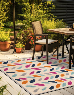 Beige 7' 10 x 7' 10 Aruba Outdoor Square Area Rug Weather Resistant for Patio, Deck, Terrace, Balcony, Porch for Sale at Rug Engine