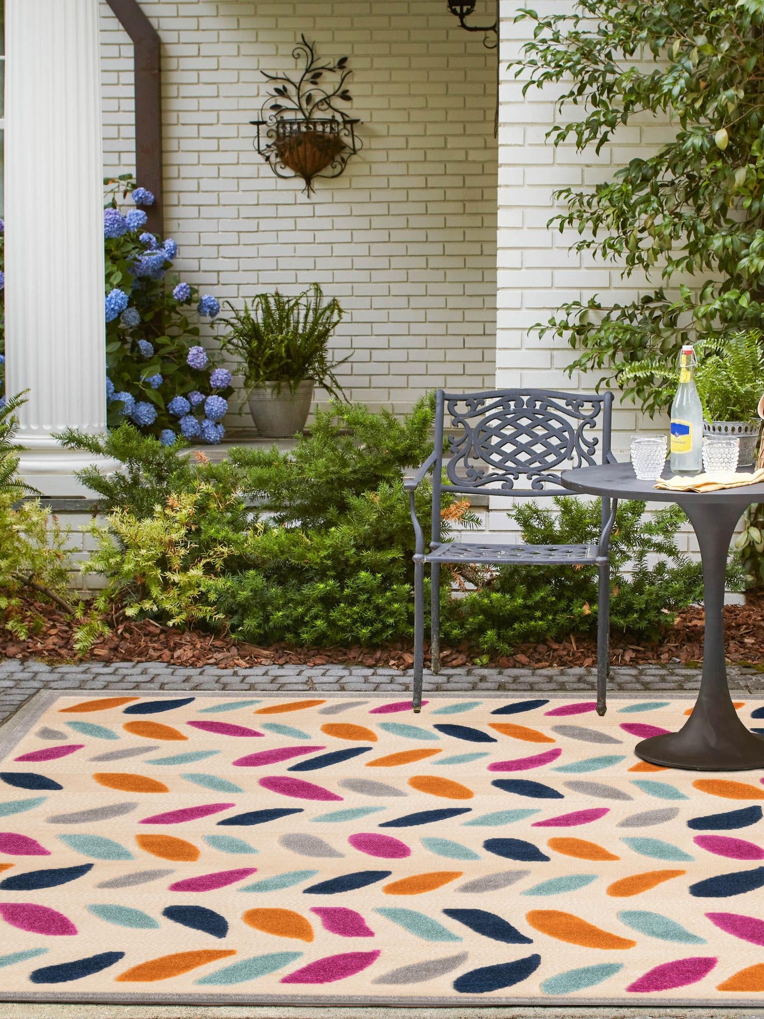 Beige 5' 3 x 5' 3 Aruba Outdoor Square Area Rug Weather Resistant for Patio, Deck, Terrace, Balcony, Porch for Sale at Rug Engine