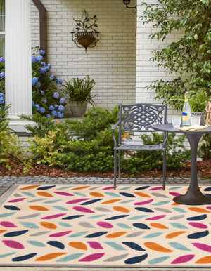 Beige 5' 3 x 5' 3 Aruba Outdoor Square Area Rug Weather Resistant for Patio, Deck, Terrace, Balcony, Porch for Sale at Rug Engine