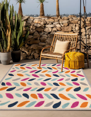 Beige 7' 10 x 7' 10 Aruba Outdoor Square Area Rug Weather Resistant for Patio, Deck, Terrace, Balcony, Porch for Sale at Rug Engine