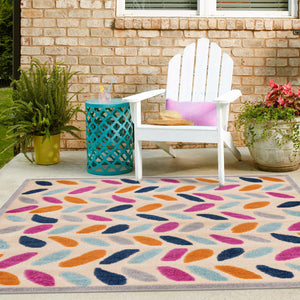 Beige 7' 10 x 7' 10 Aruba Outdoor Square Area Rug Weather Resistant for Patio, Deck, Terrace, Balcony, Porch for Sale at Rug Engine