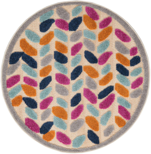 Beige 3' 3 x 3' 3 Aruba Outdoor Round Area Rug Weather Resistant for Patio, Deck, Terrace, Balcony, Porch for Sale at Rug Engine