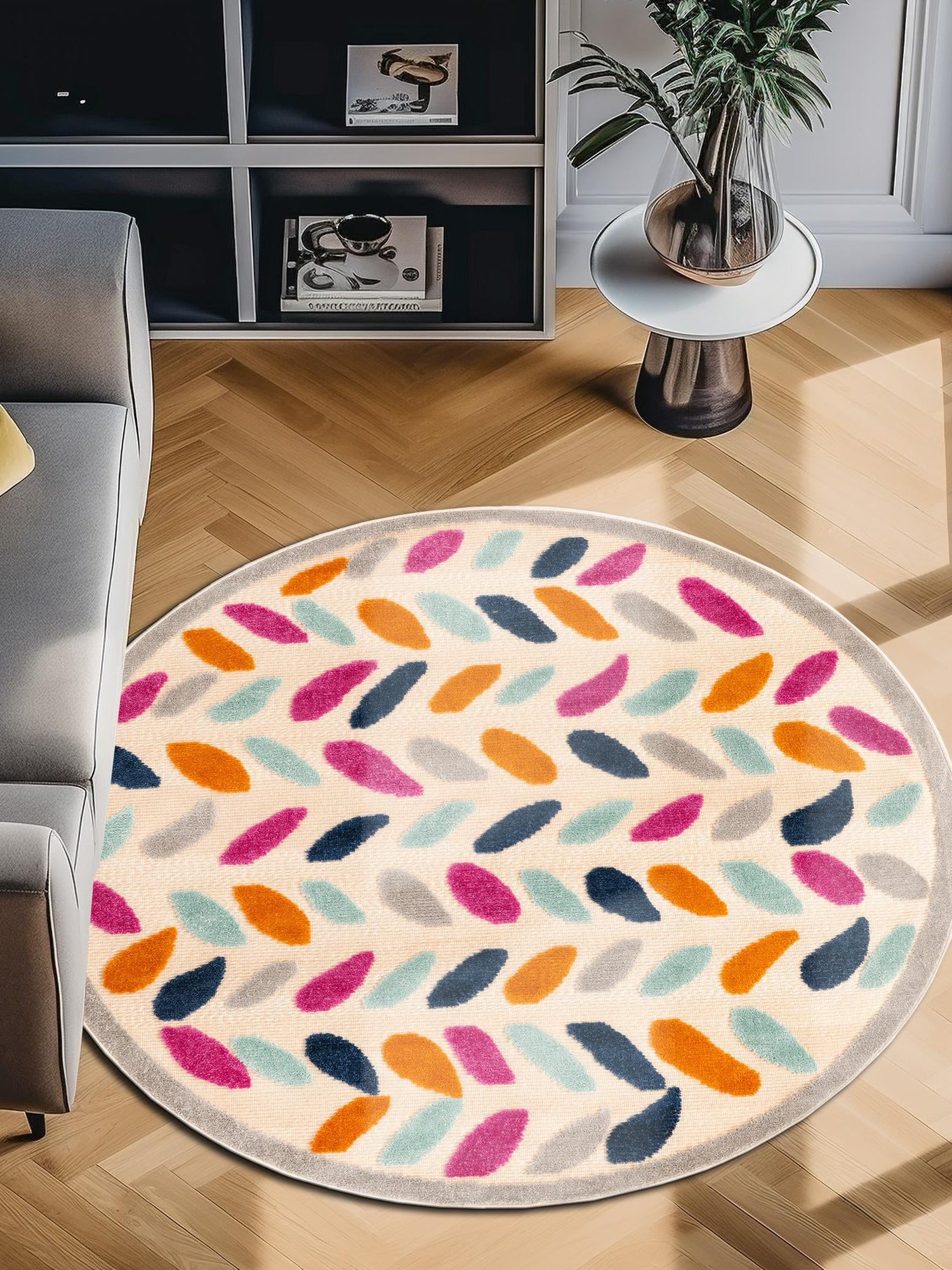 Beige 3' 3 x 3' 3 Aruba Outdoor Round Area Rug Weather Resistant for Patio, Deck, Terrace, Balcony, Porch for Sale at Rug Engine