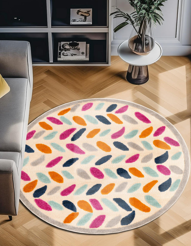 Beige 3' 3 x 3' 3 Aruba Outdoor Round Area Rug Weather Resistant for Patio, Deck, Terrace, Balcony, Porch for Sale at Rug Engine
