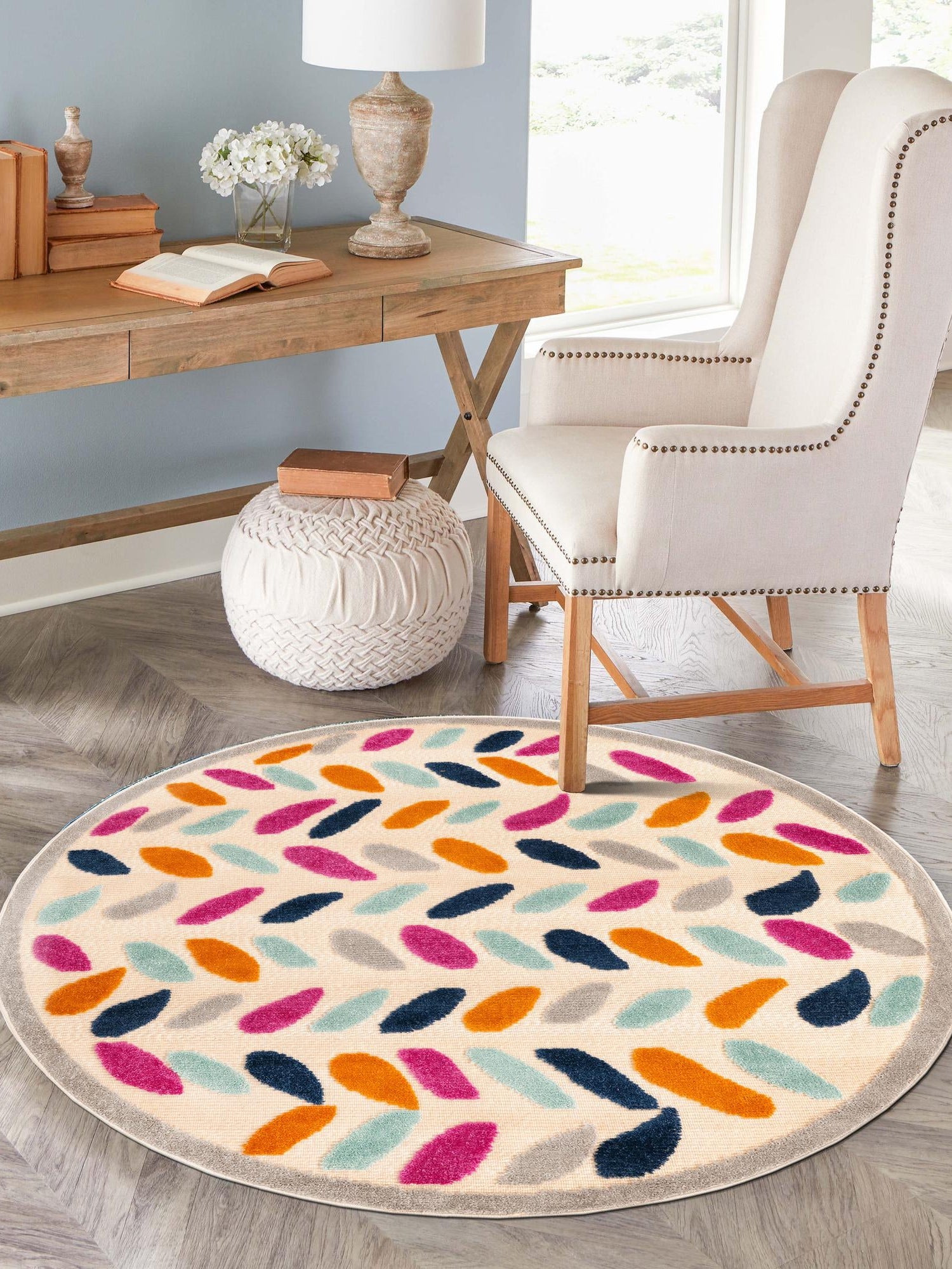 Beige 3' 3 x 3' 3 Aruba Outdoor Round Area Rug Weather Resistant for Patio, Deck, Terrace, Balcony, Porch for Sale at Rug Engine