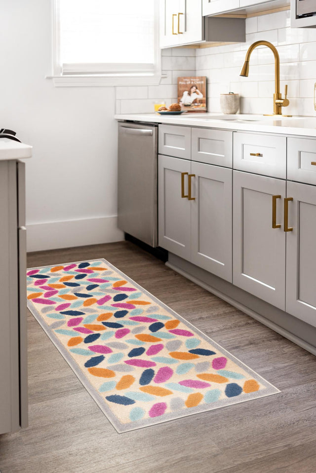 Beige 2' x 8' Aruba Outdoor Runner Area Rug Weather Resistant for Patio, Deck, Terrace, Balcony, Porch for Sale at Rug Engine