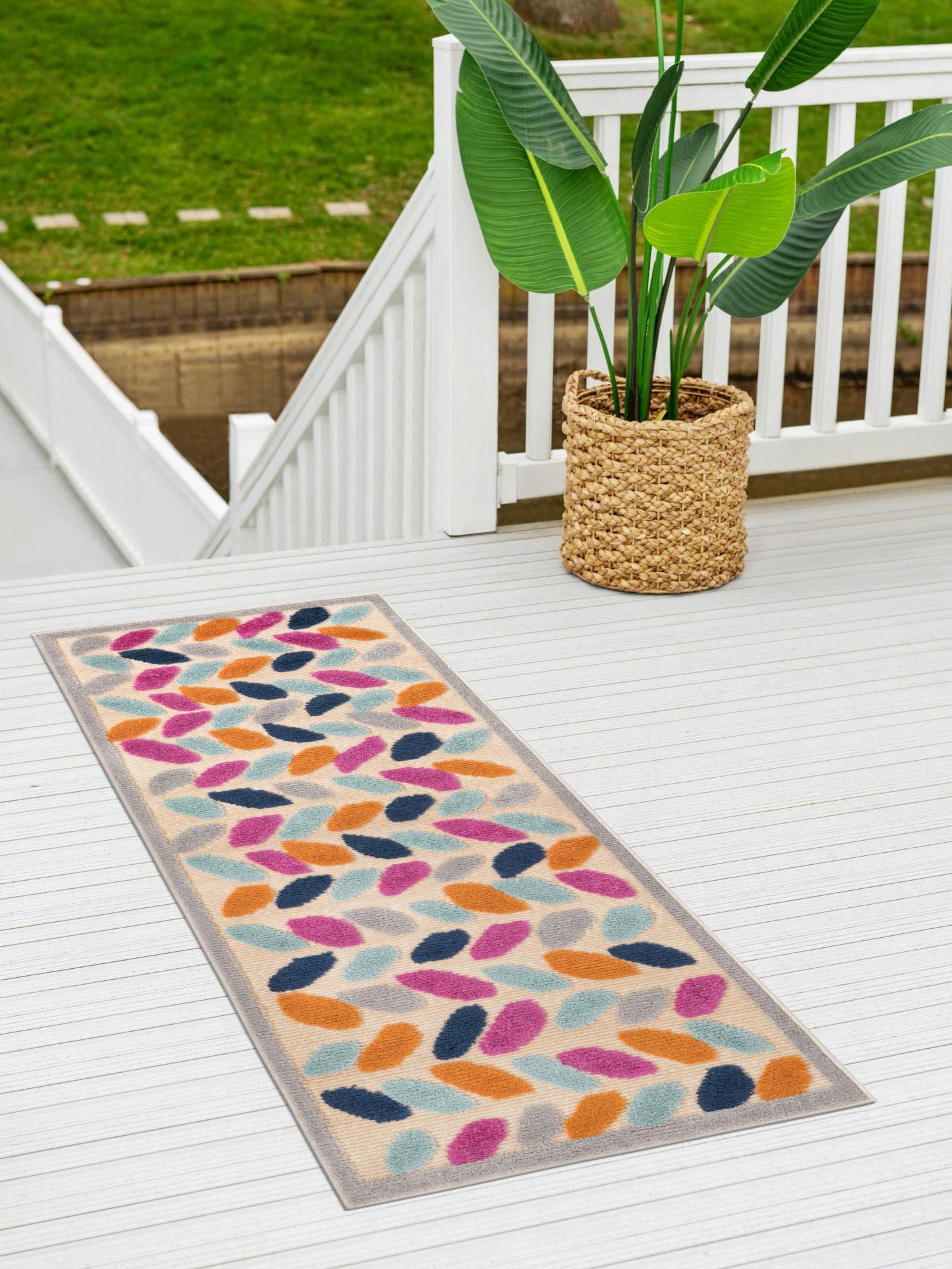 Beige 2' x 10' Aruba Outdoor Runner Area Rug Weather Resistant for Patio, Deck, Terrace, Balcony, Porch for Sale at Rug Engine