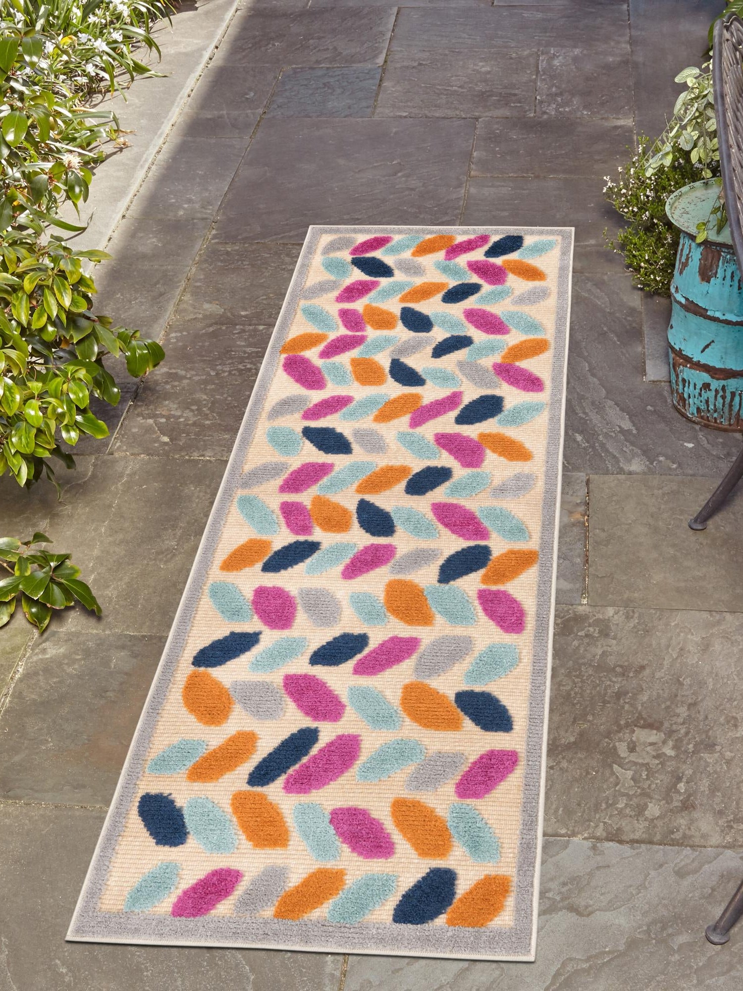 Beige 2' x 6' Aruba Outdoor Runner Area Rug Weather Resistant for Patio, Deck, Terrace, Balcony, Porch for Sale at Rug Engine