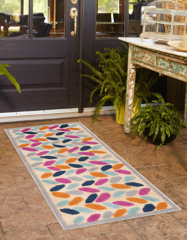 Beige 2' x 8' Aruba Outdoor Runner Area Rug Weather Resistant for Patio, Deck, Terrace, Balcony, Porch for Sale at Rug Engine
