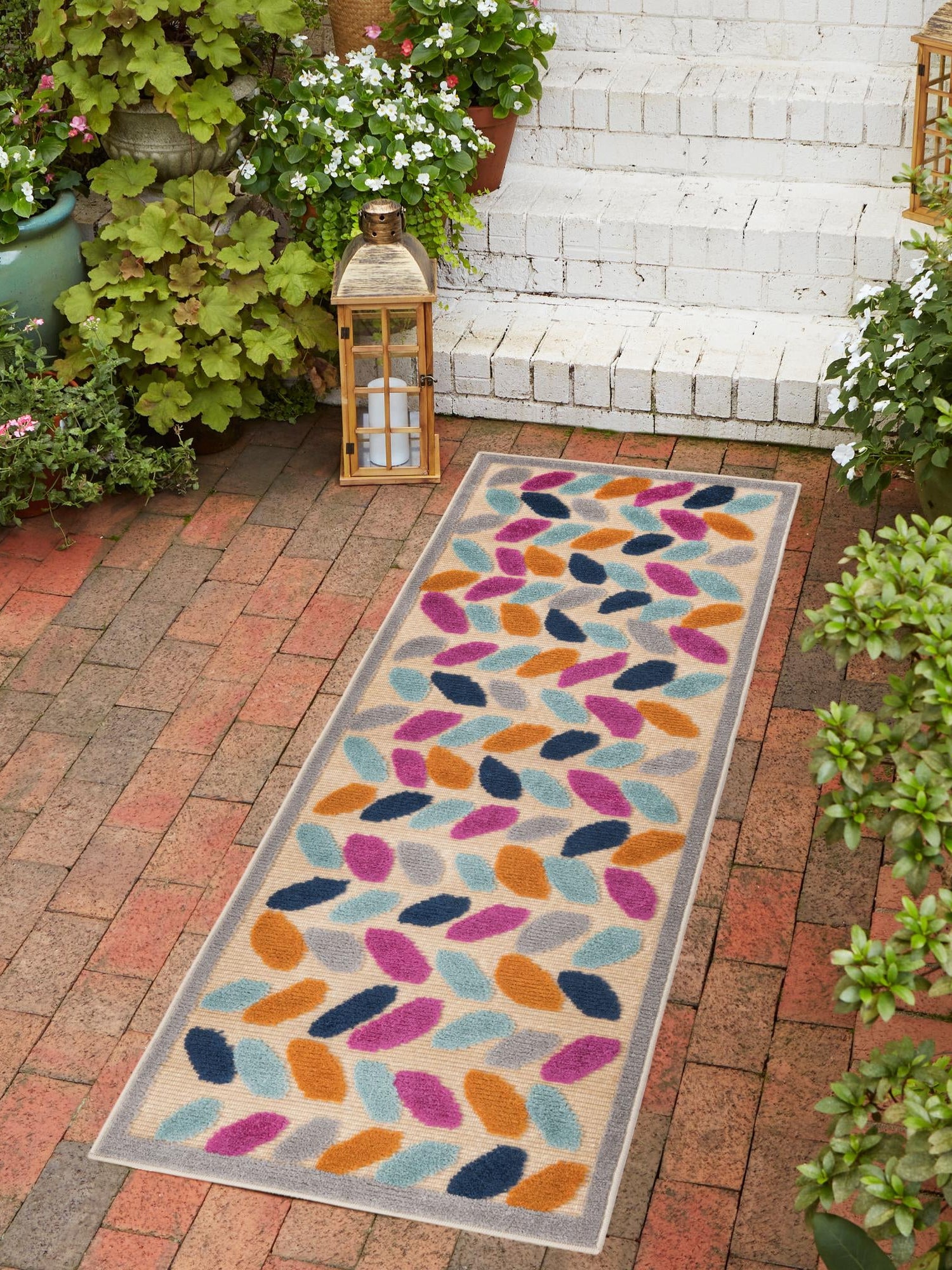 Beige 2' x 10' Aruba Outdoor Runner Area Rug Weather Resistant for Patio, Deck, Terrace, Balcony, Porch for Sale at Rug Engine