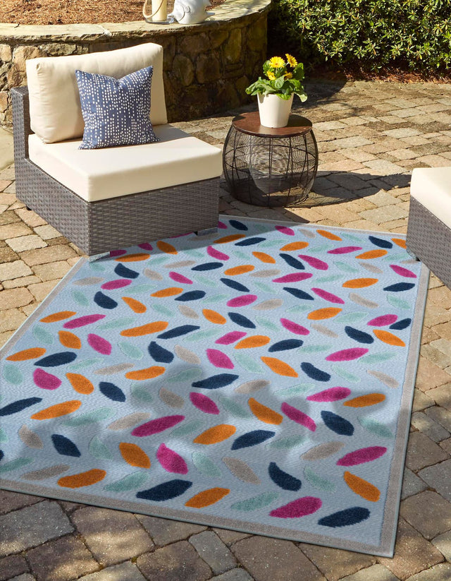 Blue 5' 3 x 8' Aruba Outdoor Rectangle Area Rug Weather Resistant for Patio, Deck, Terrace, Balcony, Porch for Sale at Rug Engine