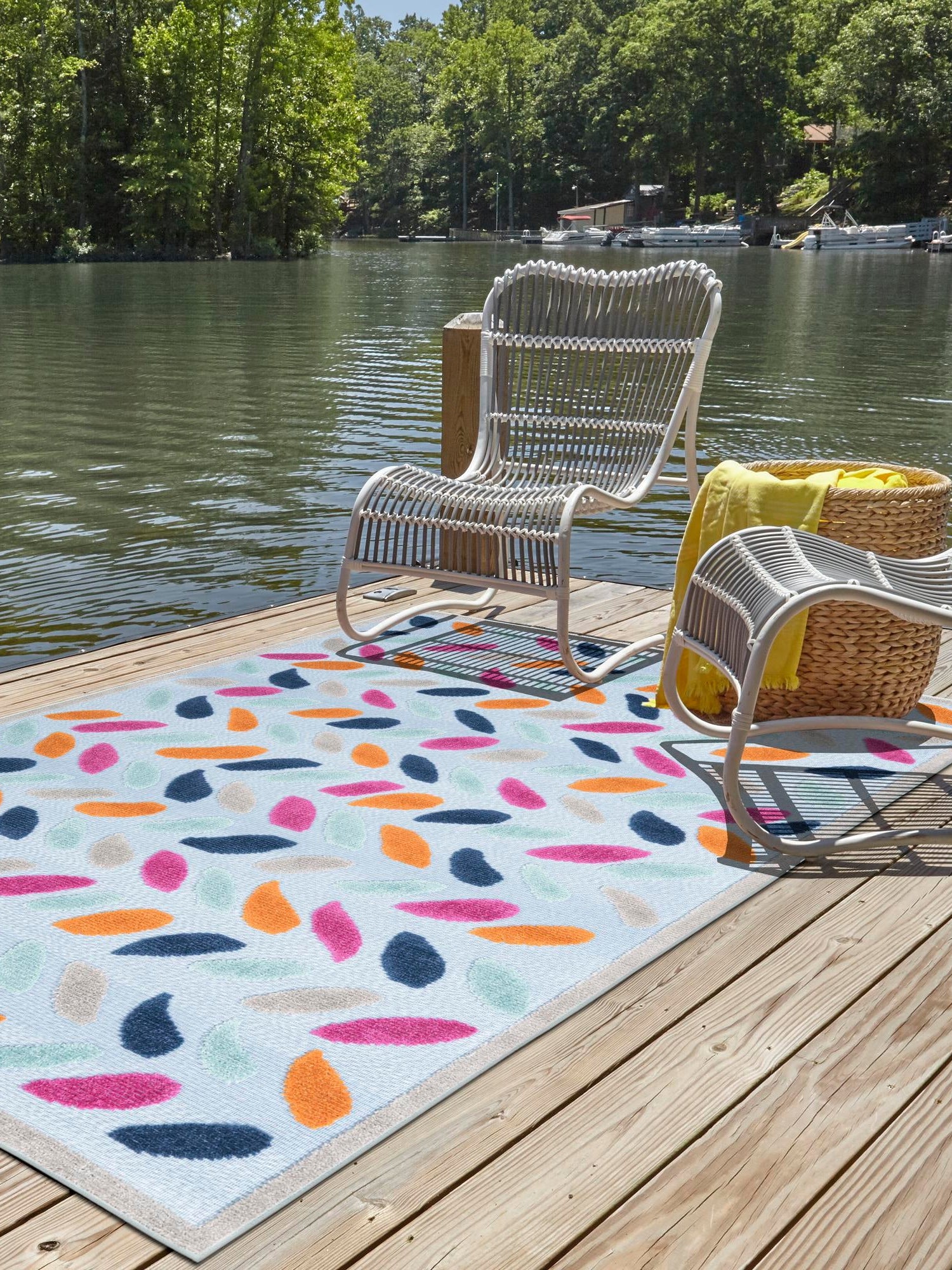 Blue 7' 10 x 10' Aruba Outdoor Rectangle Area Rug Weather Resistant for Patio, Deck, Terrace, Balcony, Porch for Sale at Rug Engine