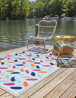 Blue 7' 10 x 10' Aruba Outdoor Rectangle Area Rug Weather Resistant for Patio, Deck, Terrace, Balcony, Porch for Sale at Rug Engine