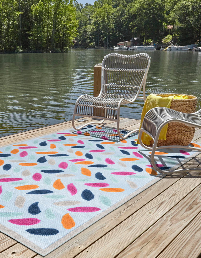 Blue 7' 10 x 10' Aruba Outdoor Rectangle Area Rug Weather Resistant for Patio, Deck, Terrace, Balcony, Porch for Sale at Rug Engine
