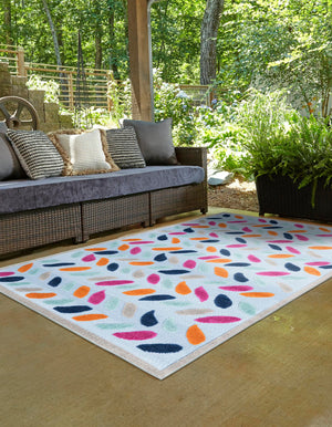 Blue 7' 10 x 10' Aruba Outdoor Rectangle Area Rug Weather Resistant for Patio, Deck, Terrace, Balcony, Porch for Sale at Rug Engine