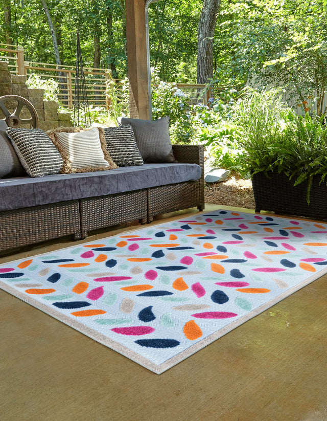 Blue 7' 10 x 10' Aruba Outdoor Rectangle Area Rug Weather Resistant for Patio, Deck, Terrace, Balcony, Porch for Sale at Rug Engine