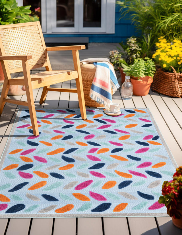 Blue 7' 10 x 10' Aruba Outdoor Rectangle Area Rug Weather Resistant for Patio, Deck, Terrace, Balcony, Porch for Sale at Rug Engine