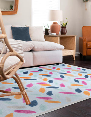 Blue 5' 3 x 8' Aruba Outdoor Rectangle Area Rug Weather Resistant for Patio, Deck, Terrace, Balcony, Porch for Sale at Rug Engine