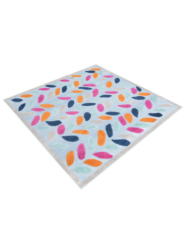 Blue 5' 3 x 5' 3 Aruba Outdoor Square Area Rug Weather Resistant for Patio, Deck, Terrace, Balcony, Porch for Sale at Rug Engine