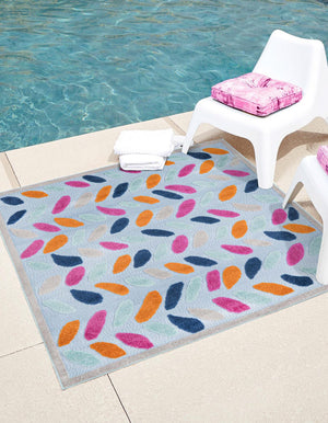 Blue 5' 3 x 5' 3 Aruba Outdoor Square Area Rug Weather Resistant for Patio, Deck, Terrace, Balcony, Porch for Sale at Rug Engine