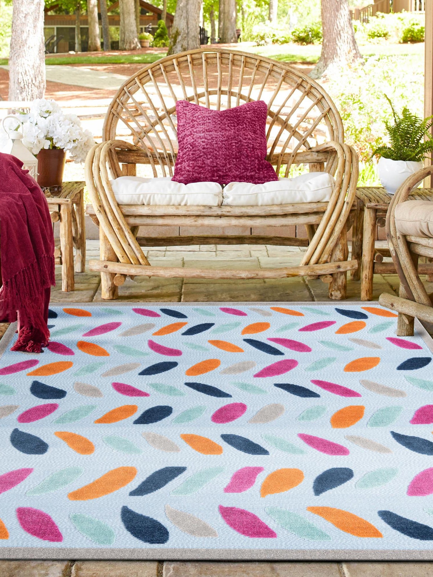 Blue 7' 10 x 7' 10 Aruba Outdoor Square Area Rug Weather Resistant for Patio, Deck, Terrace, Balcony, Porch for Sale at Rug Engine