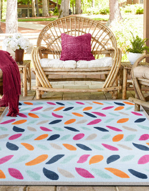 Blue 7' 10 x 7' 10 Aruba Outdoor Square Area Rug Weather Resistant for Patio, Deck, Terrace, Balcony, Porch for Sale at Rug Engine
