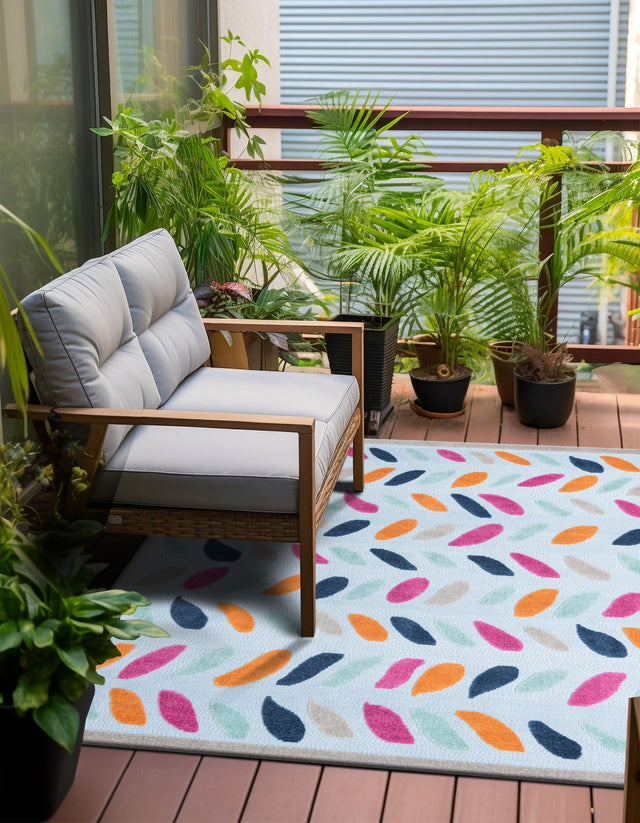 Blue 5' 3 x 5' 3 Aruba Outdoor Square Area Rug Weather Resistant for Patio, Deck, Terrace, Balcony, Porch for Sale at Rug Engine
