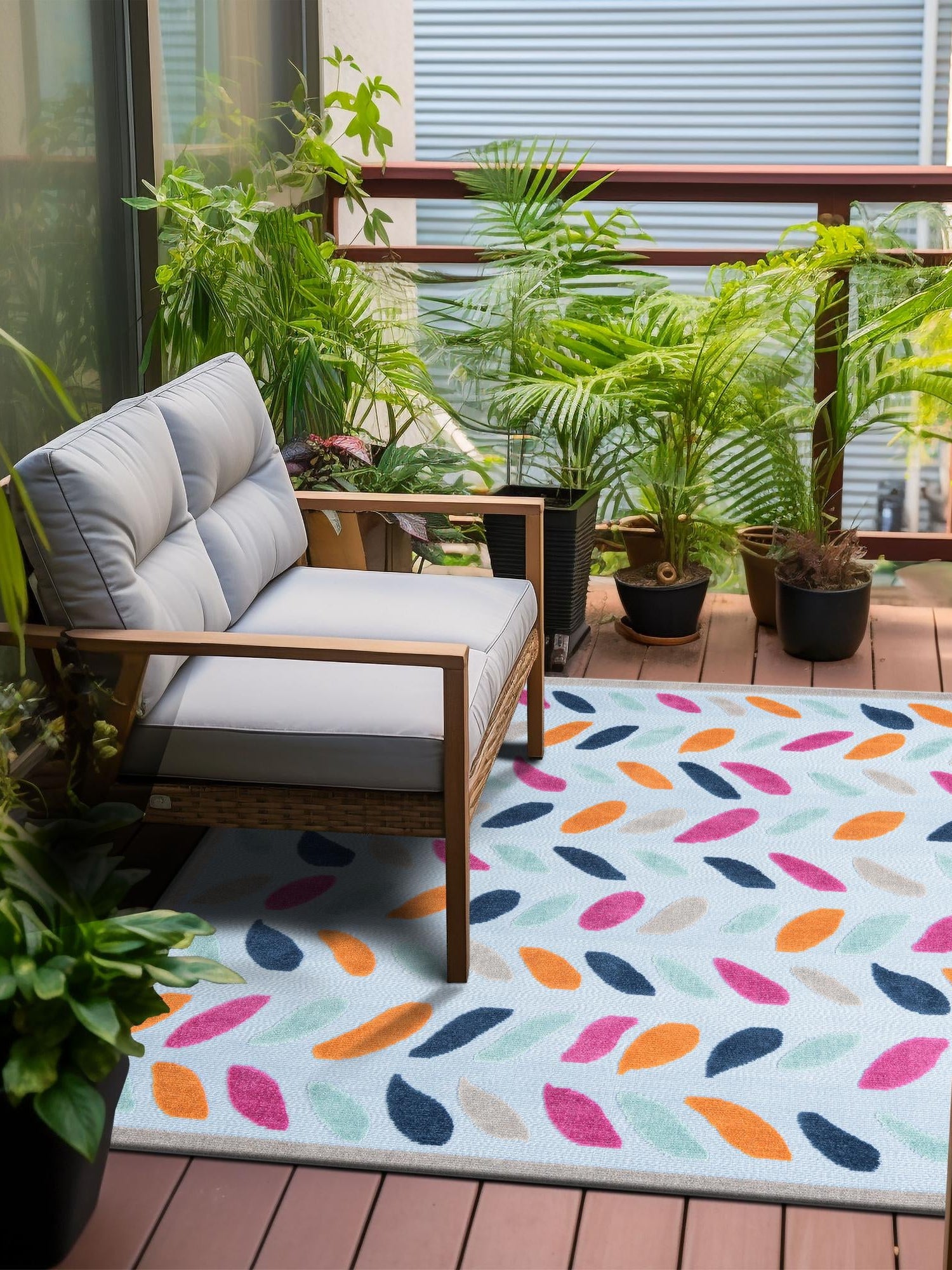 Blue 7' 10 x 7' 10 Aruba Outdoor Square Area Rug Weather Resistant for Patio, Deck, Terrace, Balcony, Porch for Sale at Rug Engine
