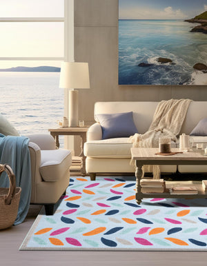 Blue 5' 3 x 5' 3 Aruba Outdoor Square Area Rug Weather Resistant for Patio, Deck, Terrace, Balcony, Porch for Sale at Rug Engine