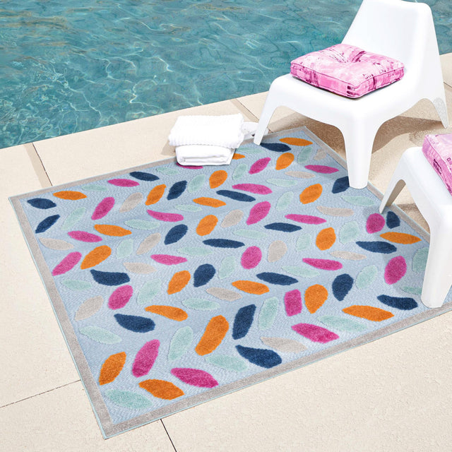 Blue 5' 3 x 5' 3 Aruba Outdoor Square Area Rug Weather Resistant for Patio, Deck, Terrace, Balcony, Porch for Sale at Rug Engine