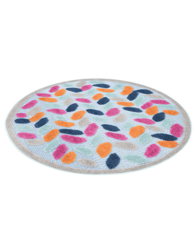 Blue 3' 3 x 3' 3 Aruba Outdoor Round Area Rug Weather Resistant for Patio, Deck, Terrace, Balcony, Porch for Sale at Rug Engine