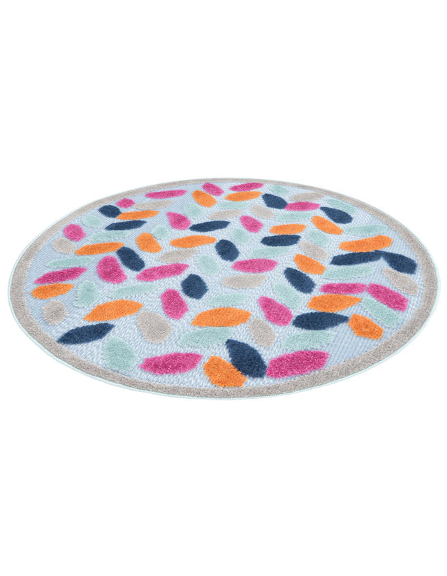 Blue 3' 3 x 3' 3 Aruba Outdoor Round Area Rug Weather Resistant for Patio, Deck, Terrace, Balcony, Porch for Sale at Rug Engine