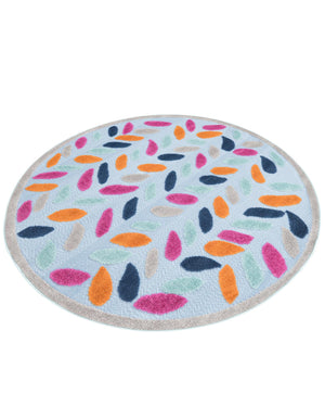 Blue 5' 3 x 5' 3 Aruba Outdoor Round Area Rug Weather Resistant for Patio, Deck, Terrace, Balcony, Porch for Sale at Rug Engine