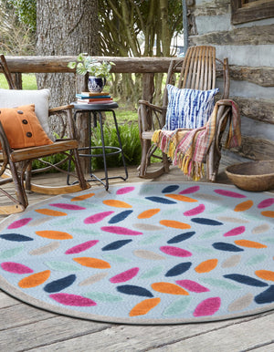 Blue 3' 3 x 3' 3 Aruba Outdoor Round Area Rug Weather Resistant for Patio, Deck, Terrace, Balcony, Porch for Sale at Rug Engine