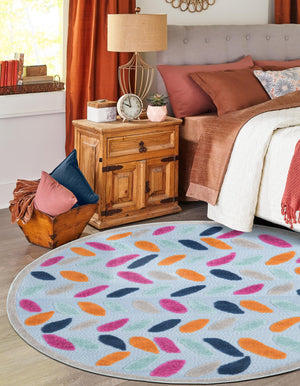 Blue 3' 3 x 3' 3 Aruba Outdoor Round Area Rug Weather Resistant for Patio, Deck, Terrace, Balcony, Porch for Sale at Rug Engine