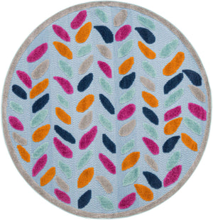 Blue 5' 3 x 5' 3 Aruba Outdoor Round Area Rug Weather Resistant for Patio, Deck, Terrace, Balcony, Porch for Sale at Rug Engine