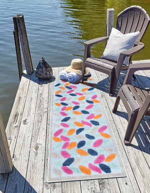 Blue 2' x 6' Aruba Outdoor Runner Area Rug Weather Resistant for Patio, Deck, Terrace, Balcony, Porch for Sale at Rug Engine