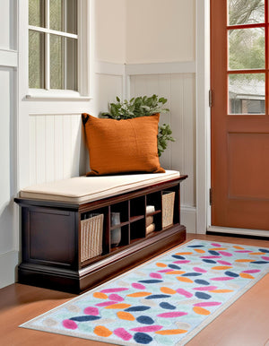 Blue 2' x 8' Aruba Outdoor Runner Area Rug Weather Resistant for Patio, Deck, Terrace, Balcony, Porch for Sale at Rug Engine
