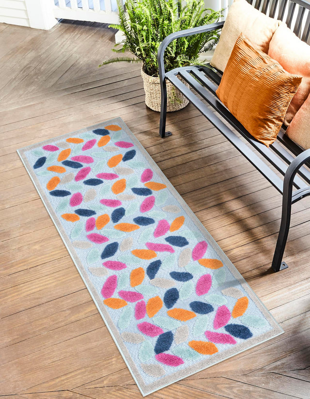 Blue 2' x 10' Aruba Outdoor Runner Area Rug Weather Resistant for Patio, Deck, Terrace, Balcony, Porch for Sale at Rug Engine